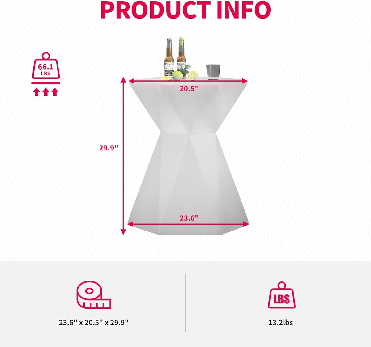 Hexagonal LED Cocktail Bar Table with Remote Control T921