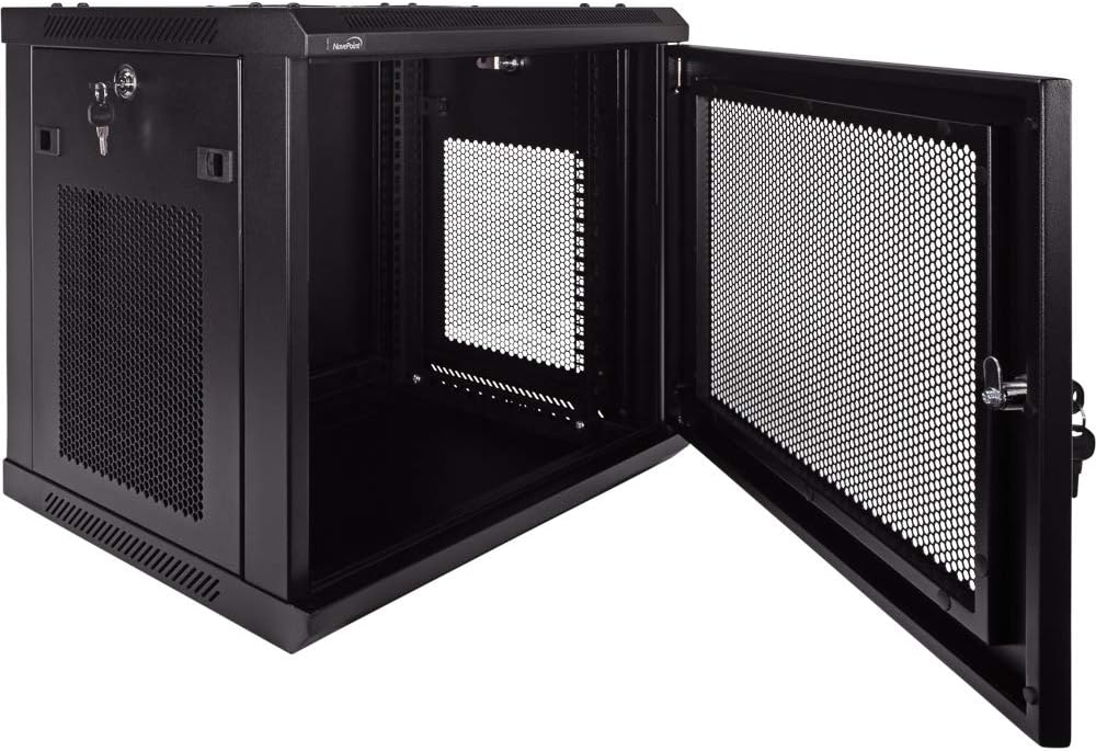 9U Wallmount Cabinet Enclosure 19-Inch Server Network Rack with Locking Perforated Door Black B563
