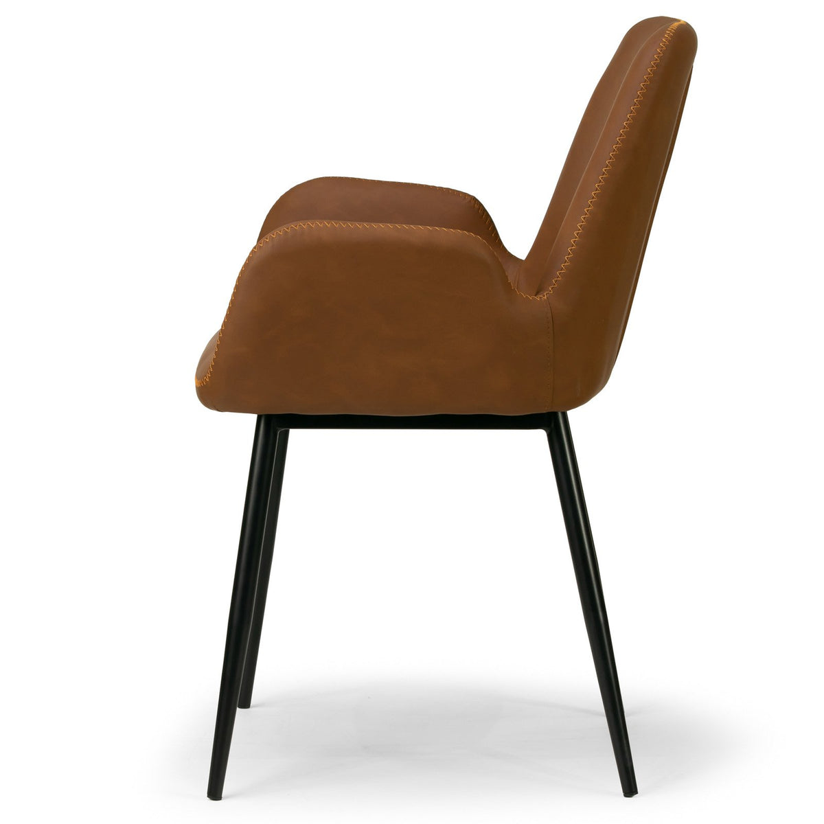 Brown Faux Leather Arm Chairs (Set of 2) P144