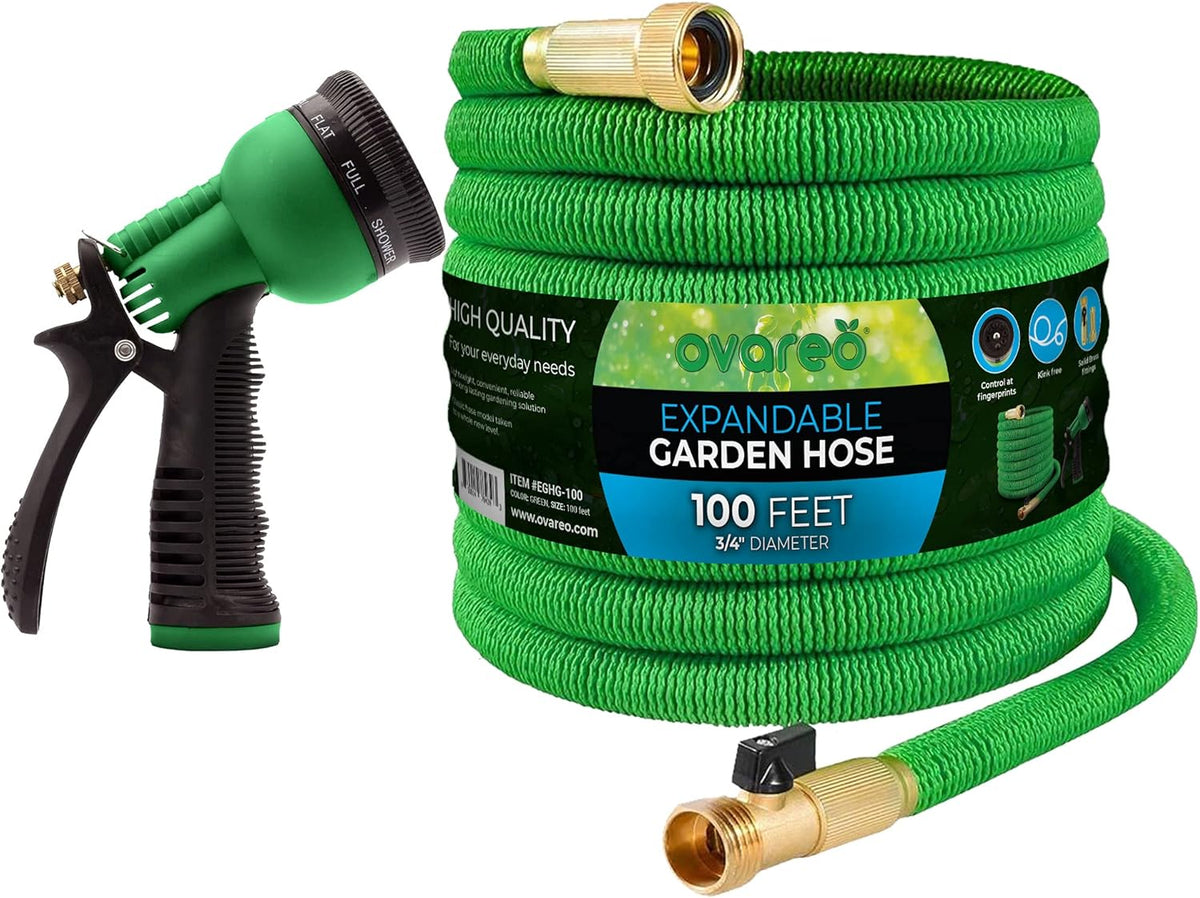 75 FT Black Flexible Expandable Garden Hose with Brass Fittings, Pack of 2 H660696
