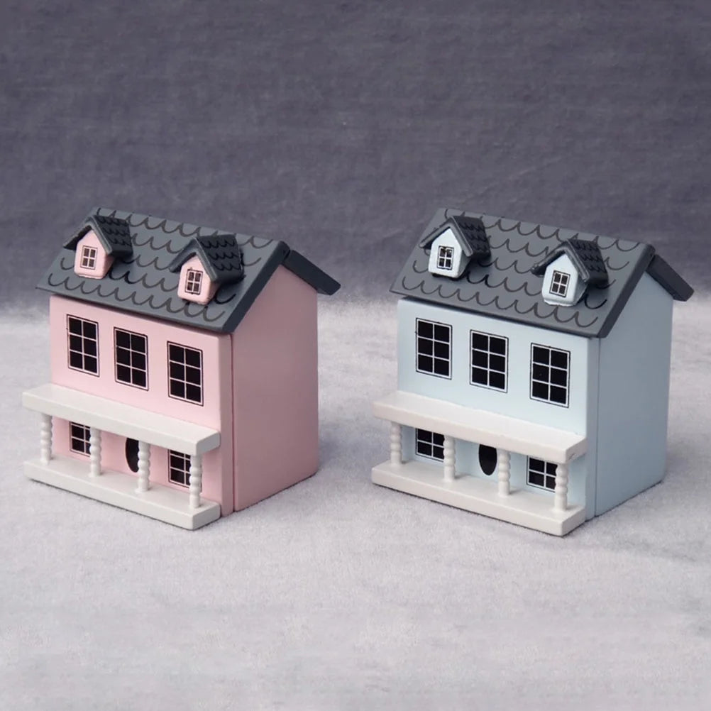 2pcs Wood Miniature House Ornament V305367