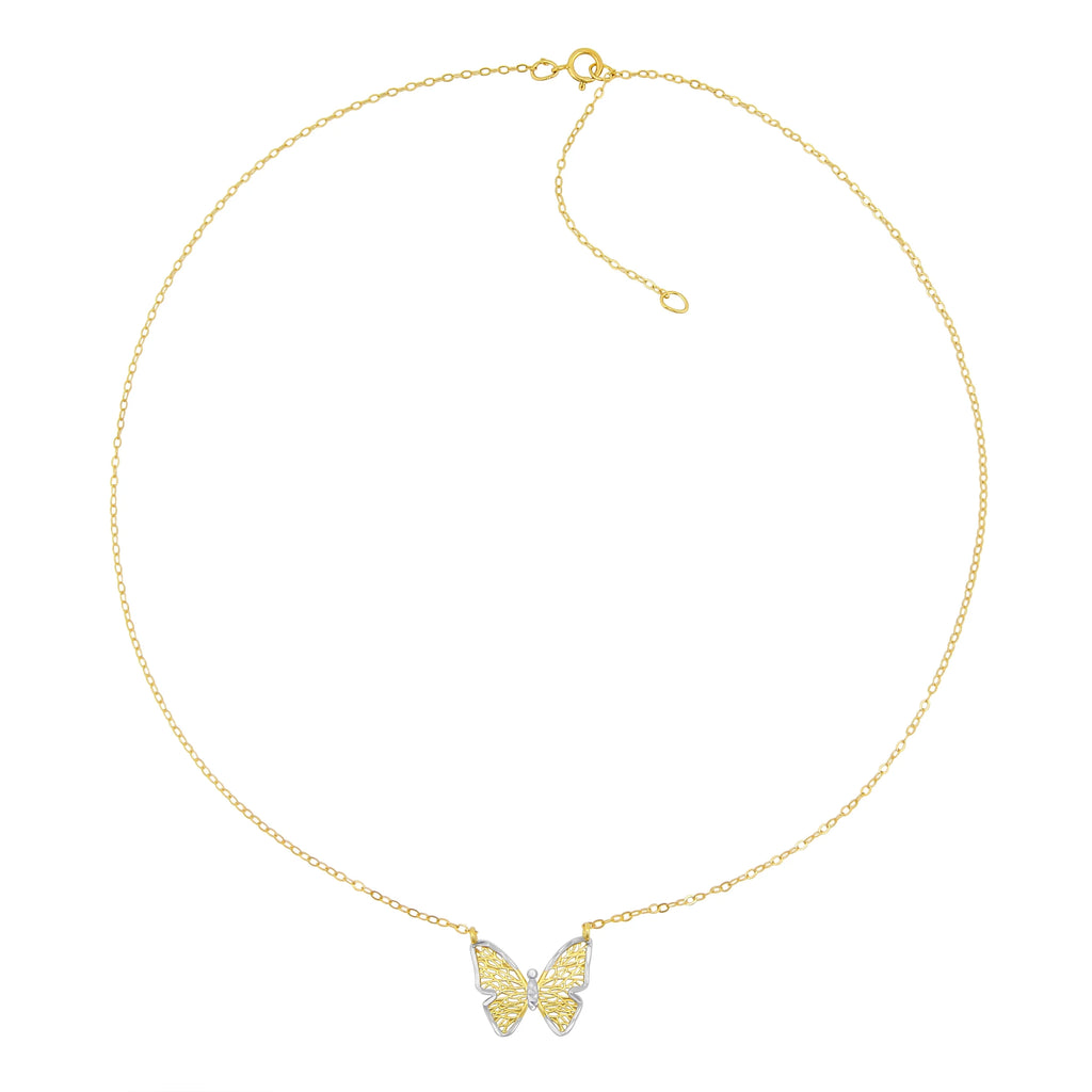 10KT Two-Tone Gold Butterfly Necklace with 18" Chain X68580