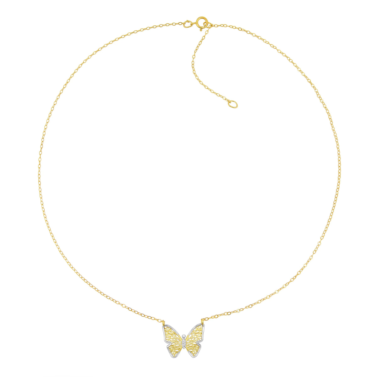 10KT Two-Tone Gold Butterfly Necklace with 18" Chain X68580