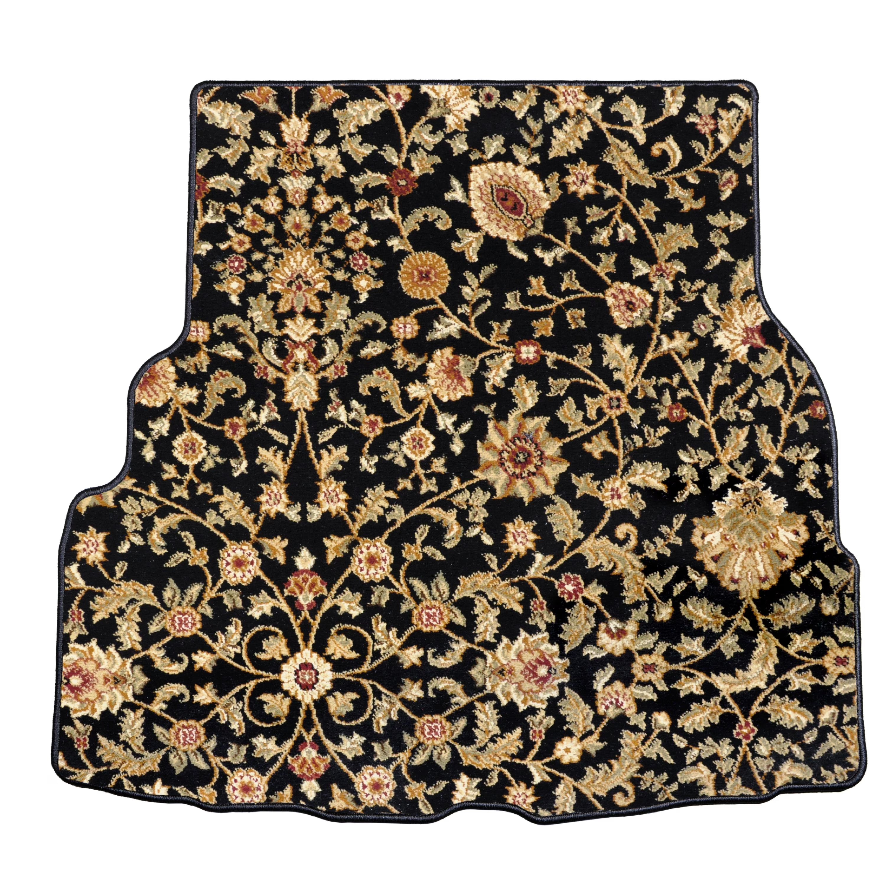 Black Oriental Car Mats with Large Trunk Cargo Carpet D522994