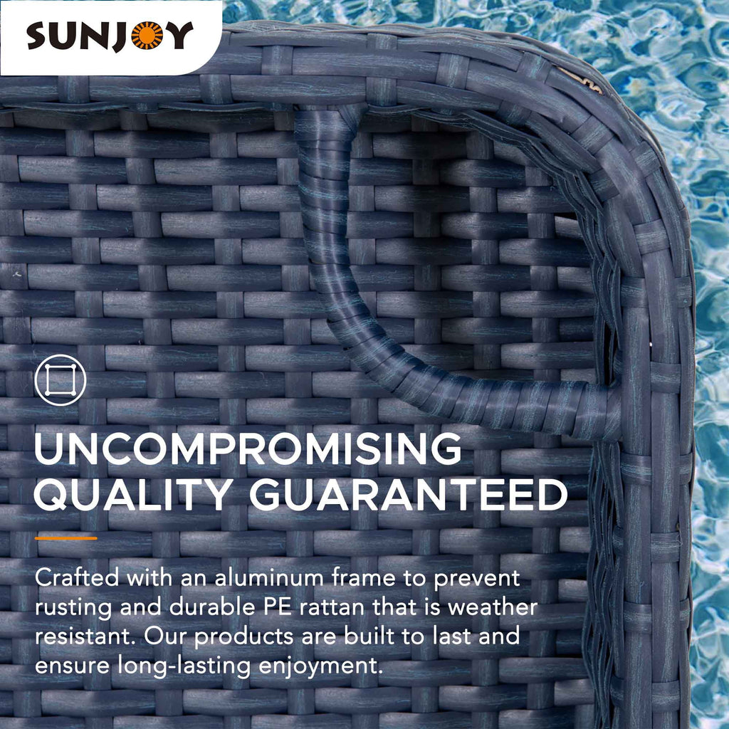 Navy Wicker Floating Pool Tray with Aluminum Frame S1868