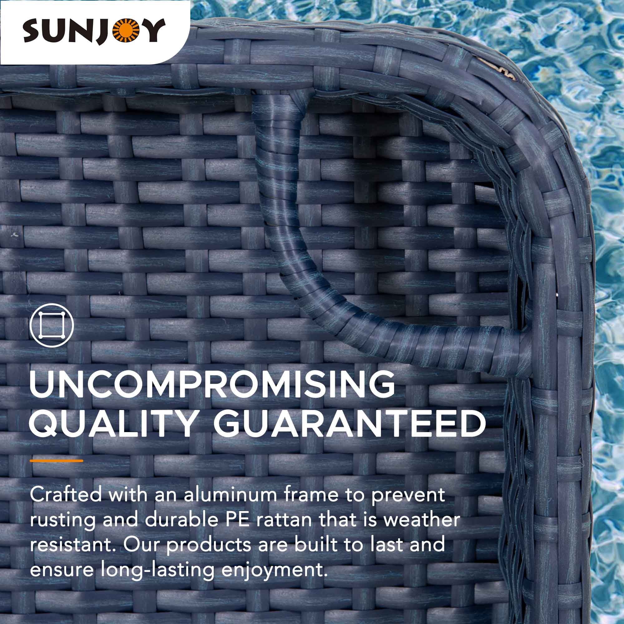 Navy Wicker Floating Pool Tray with Aluminum Frame S1868