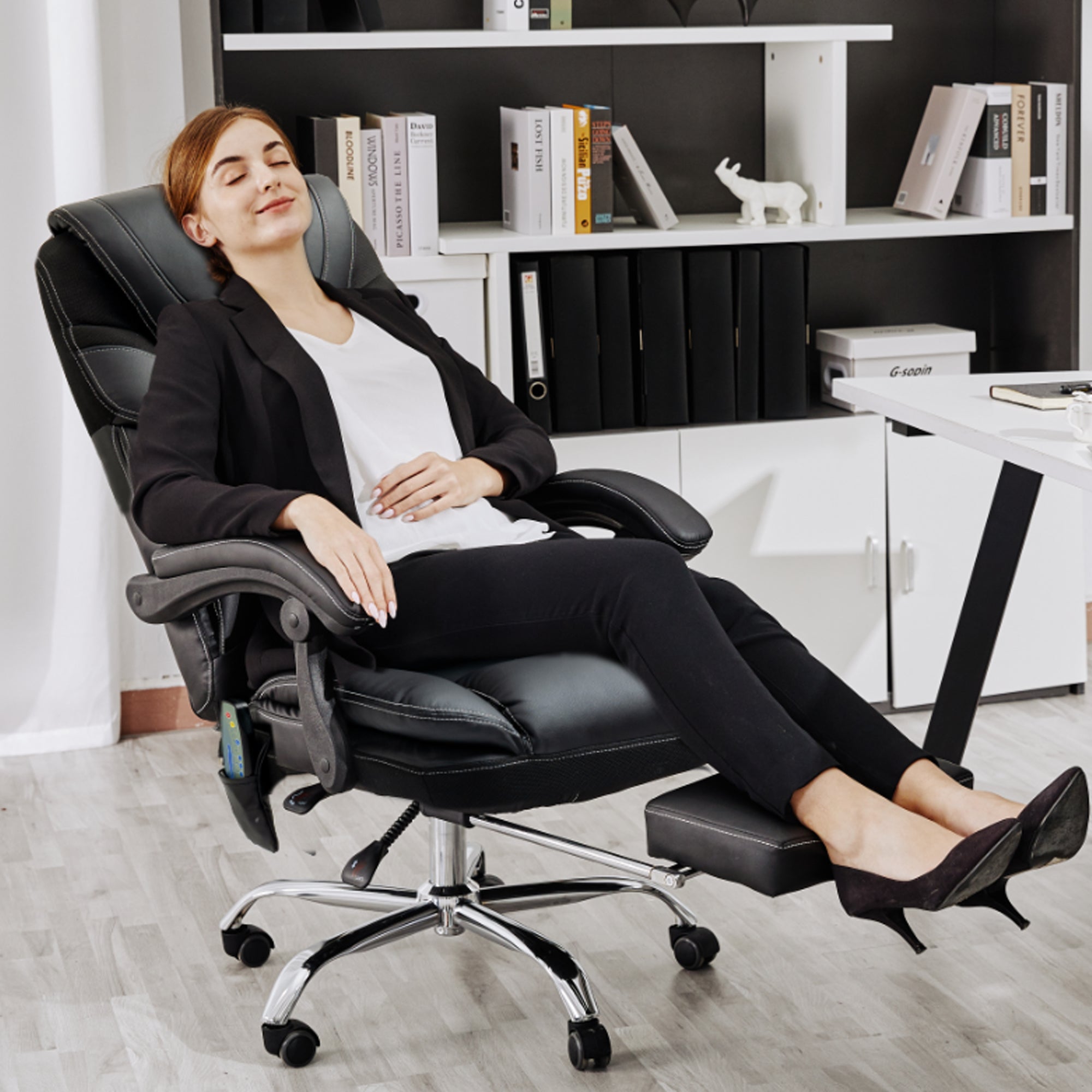 Ergonomic High Back Reclining Office Chair with Footrest J6802