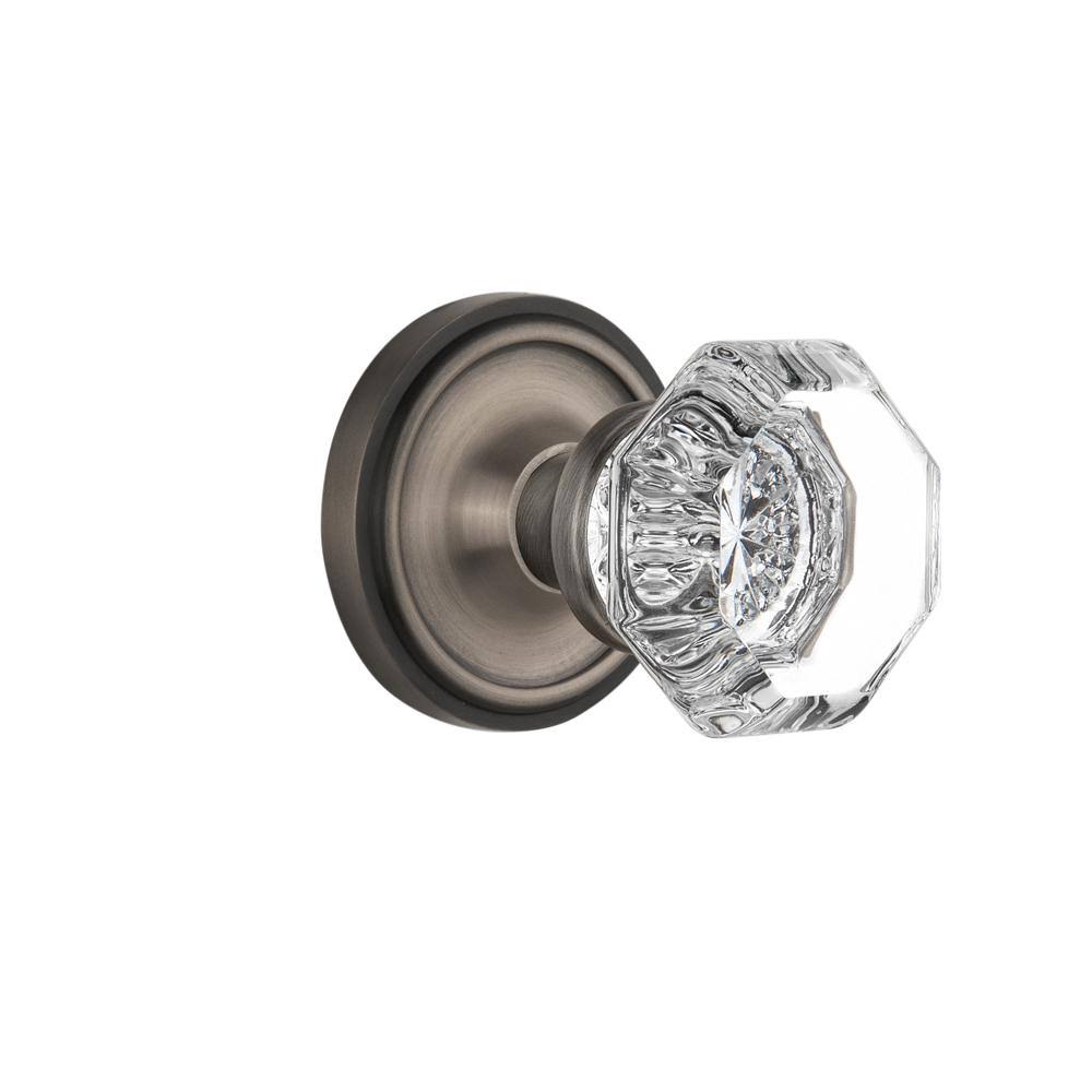 Antique Pewter Crystal Door Knob X8751