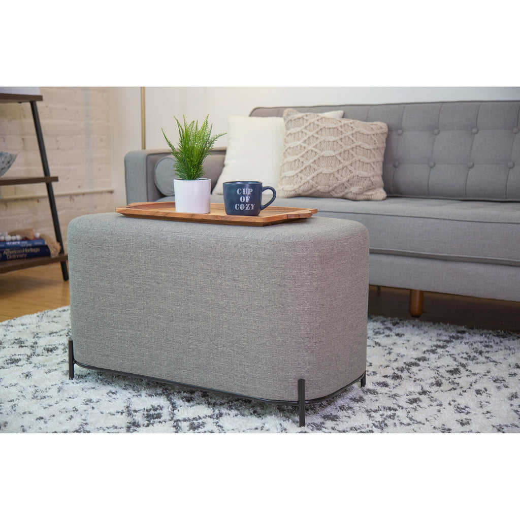 Tan Solid Faux Leather Decorative Bench W1283