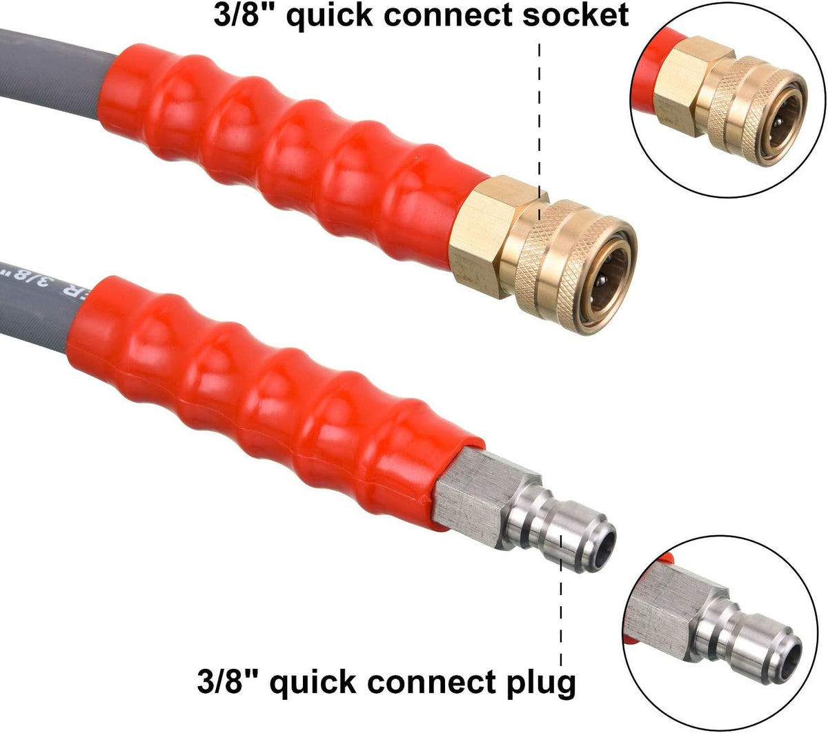 Pressure Washer Hose 50 Feet X 3/8 Inch, 4000 PSI, Pack of 2 V2148