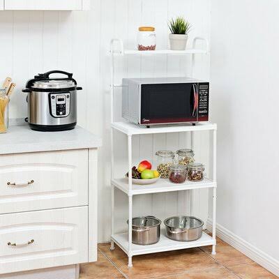 White Kitchen Storage Baker Microwave Oven Rack Shelves V692