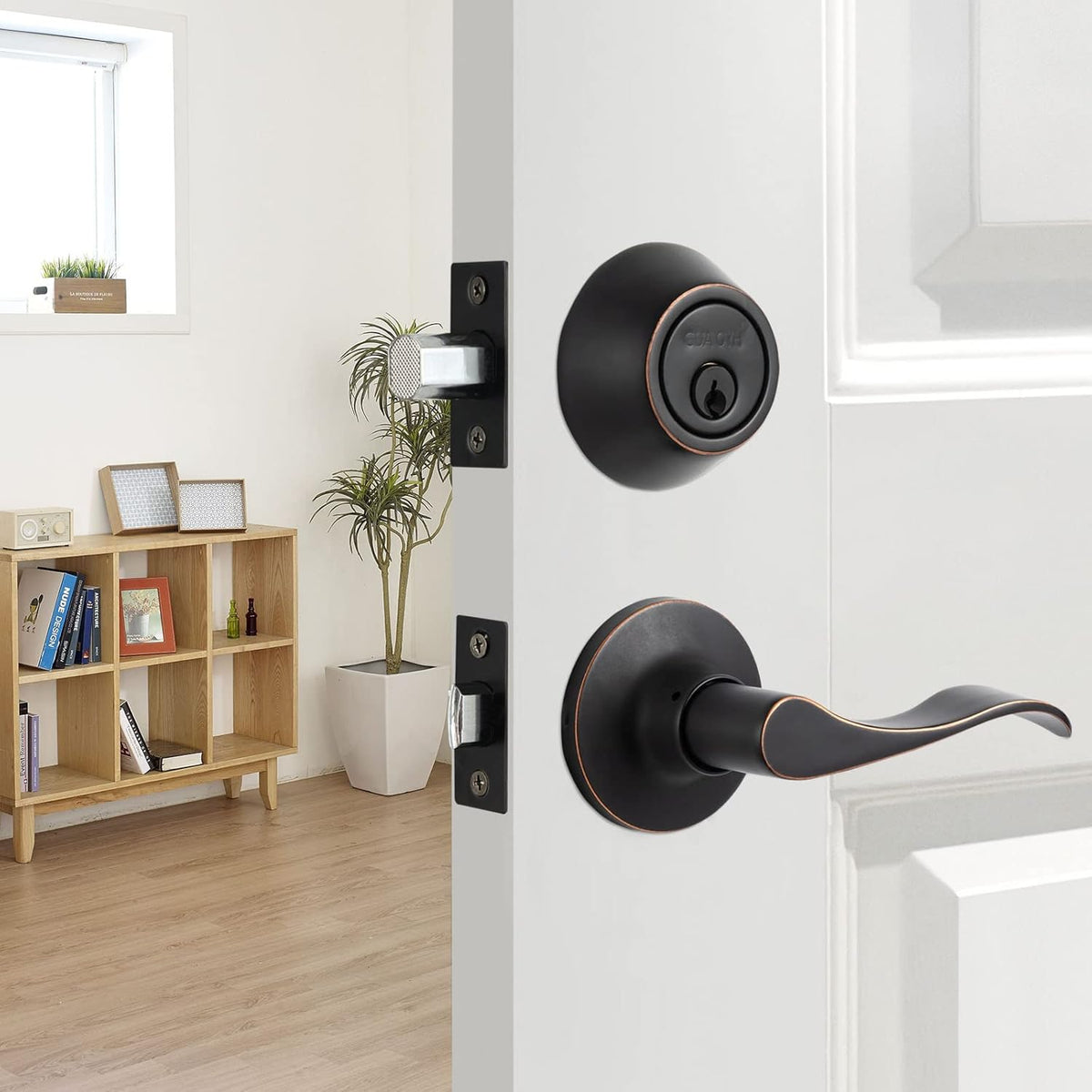 Matte Black Double Door Handleset with Dummy Lever J9828
