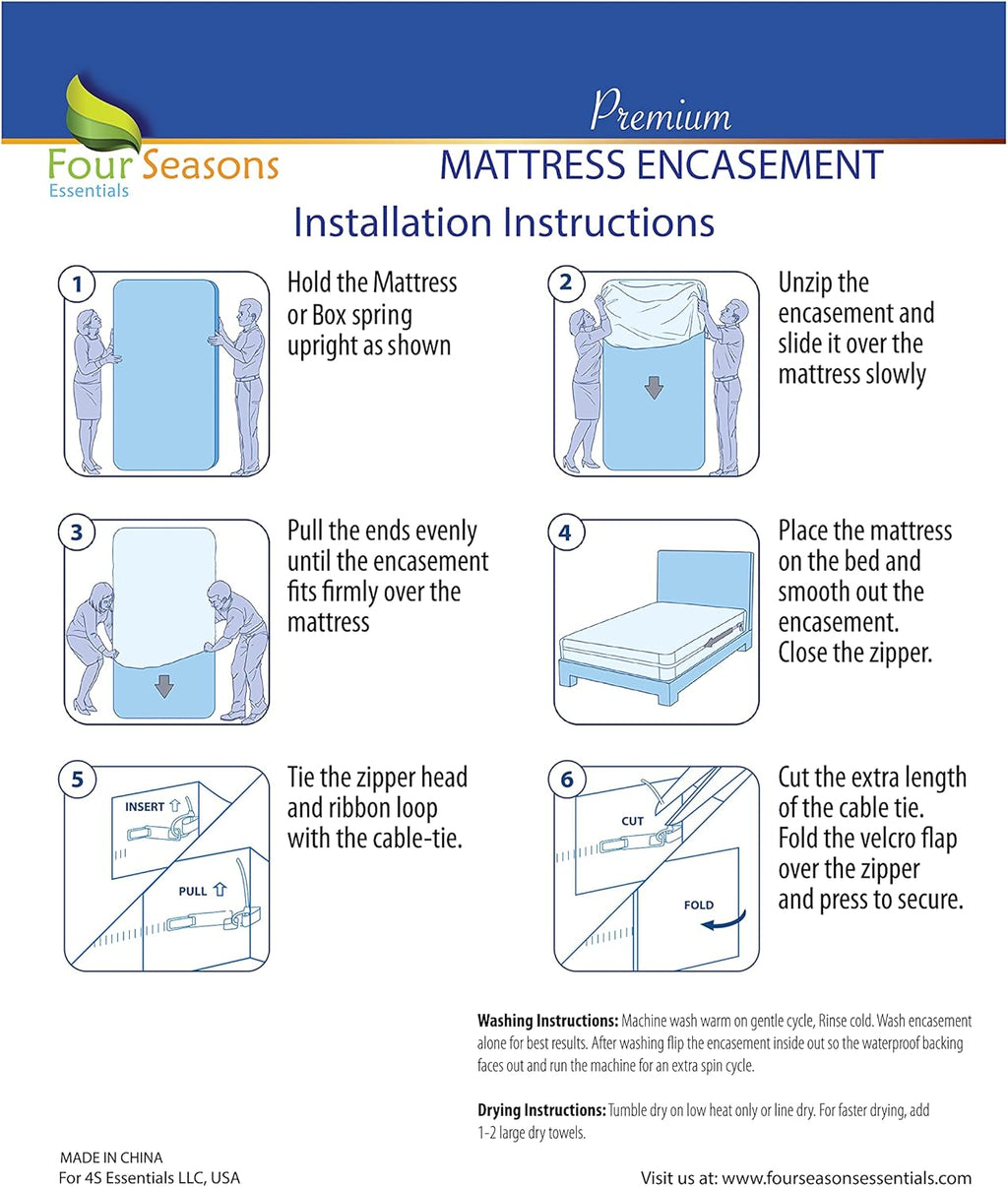 Waterproof Zippered Mattress Protector Bed Cover N175