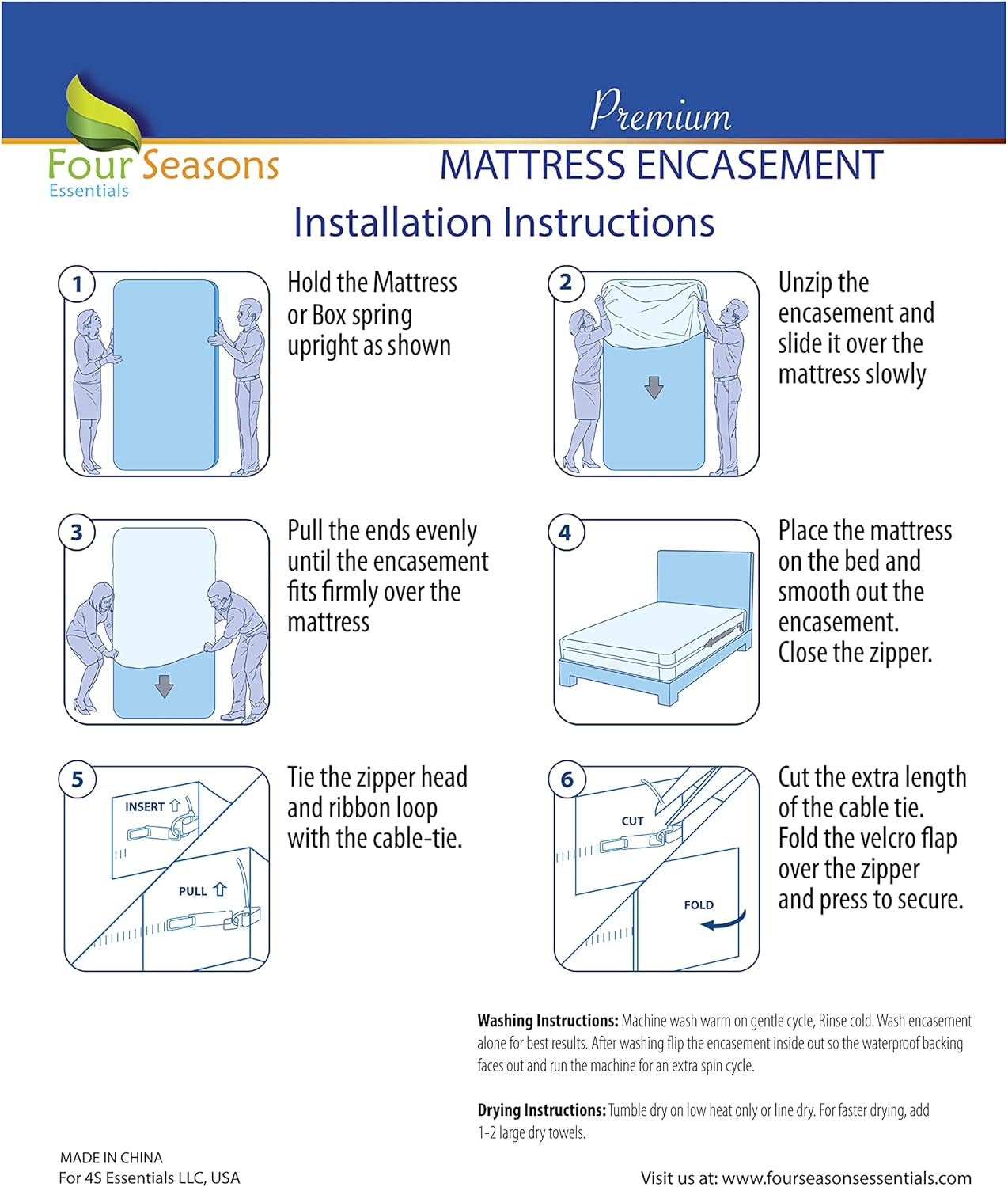 Waterproof Zippered Mattress Protector Bed Cover N175