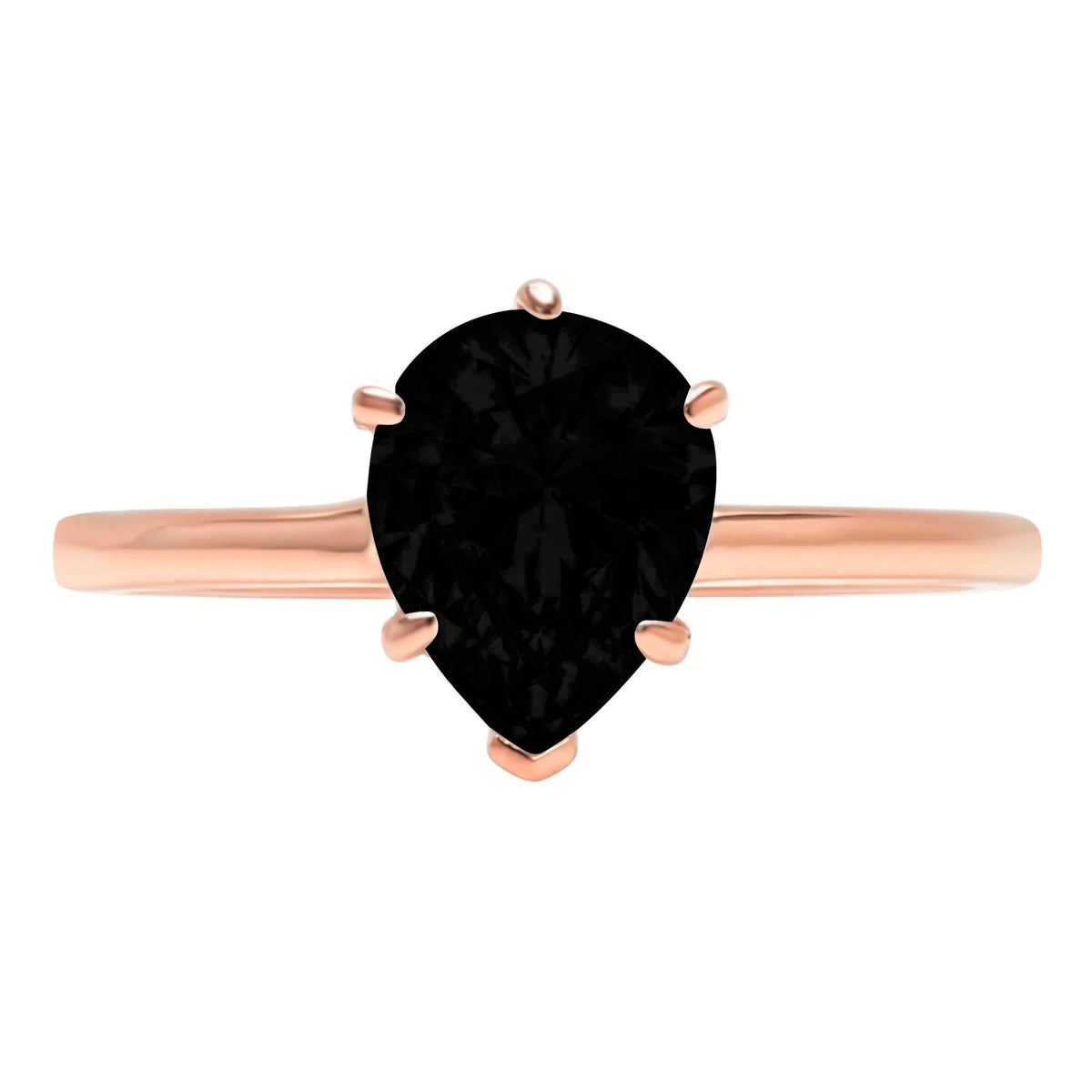 Pear Cut Black Onyx 14k Rose Gold Ring Size 10.75 T131180