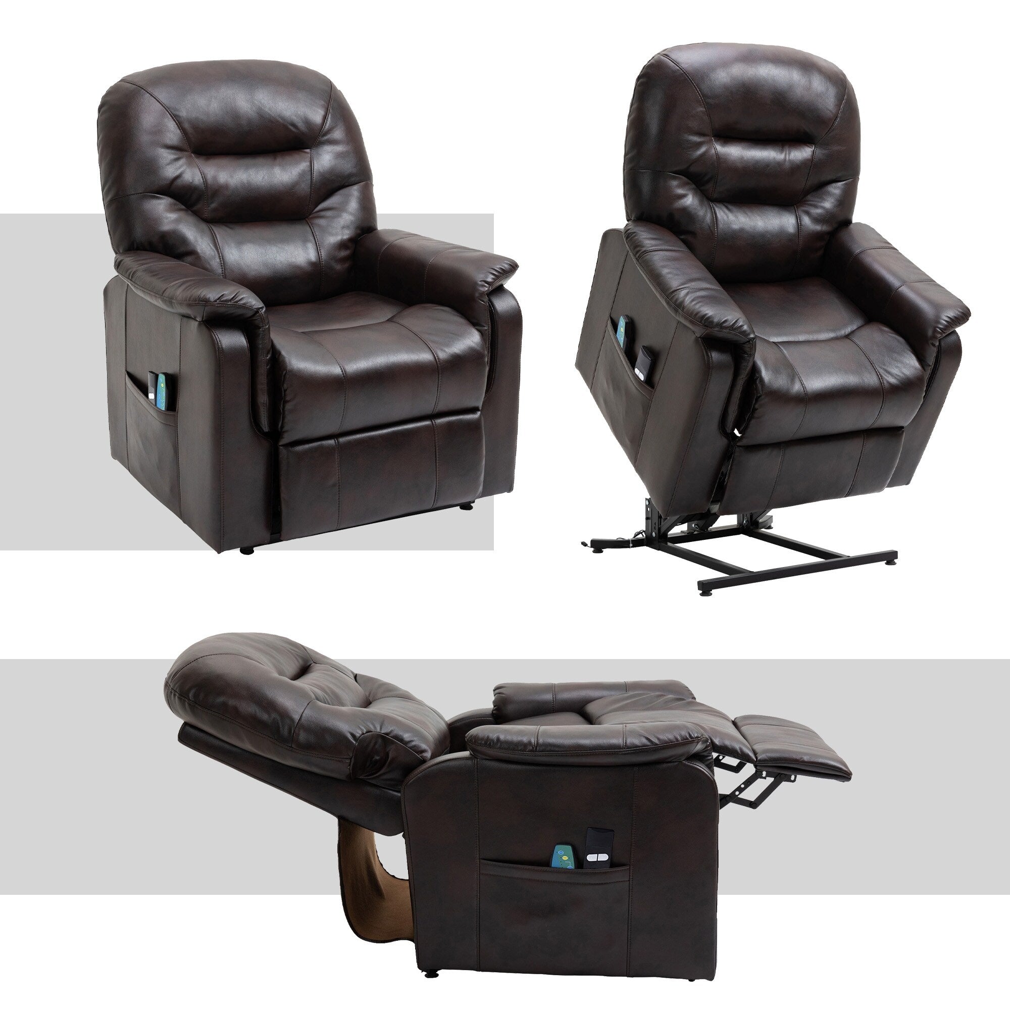 Blue Faux Leather Power Lift Recliner Chair M8303
