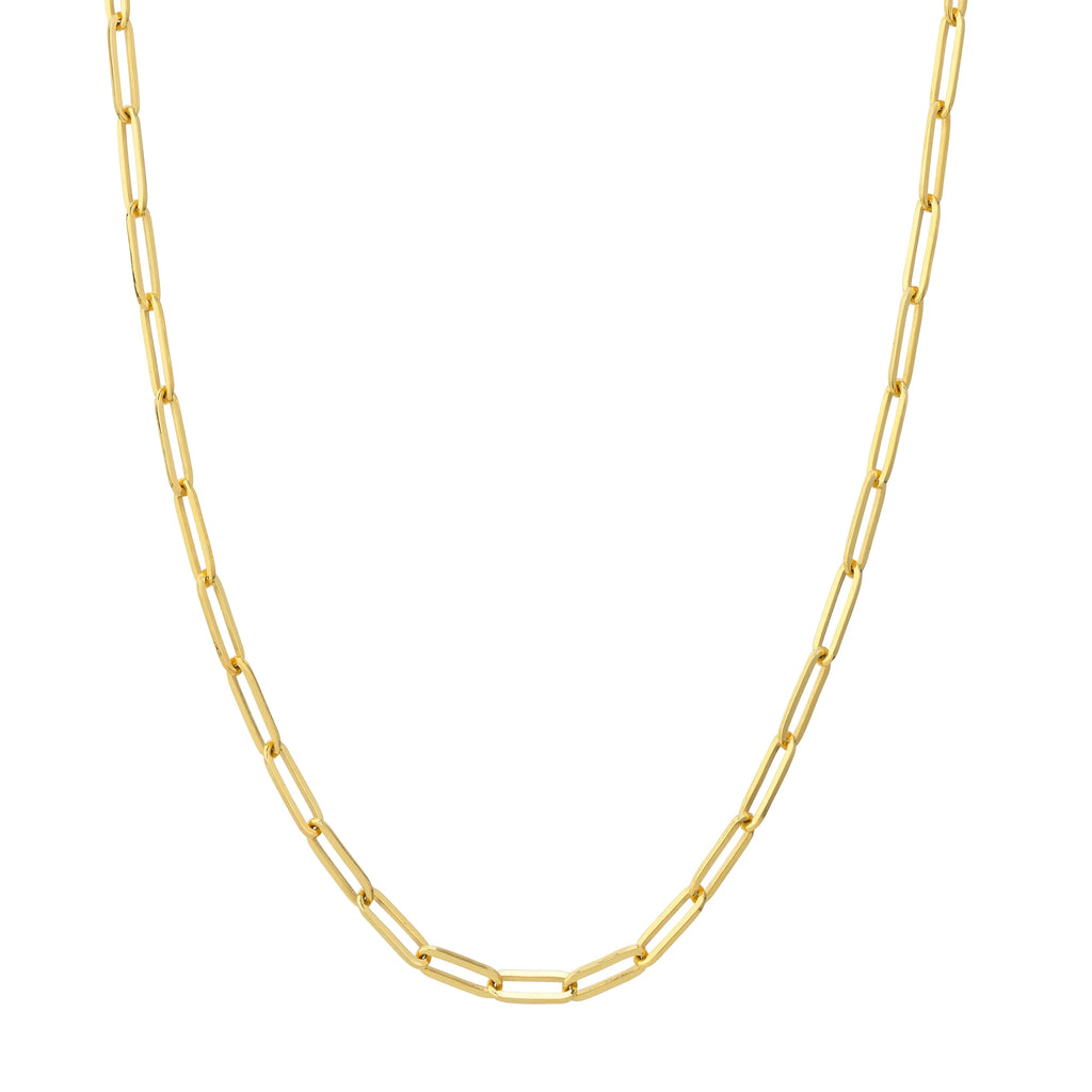 14K Solid Yellow Gold Paperclip Necklace 16 Inch H2919