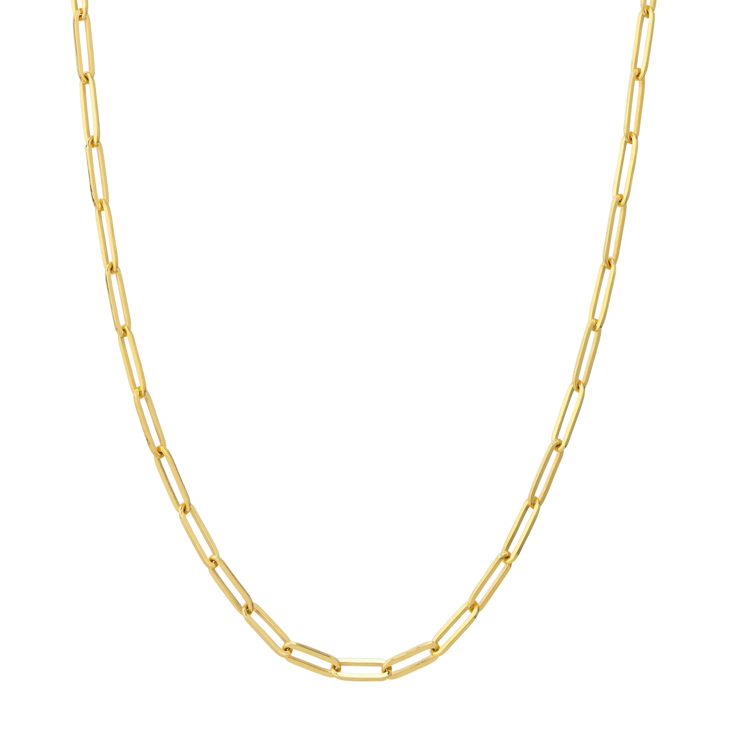 14K Solid Yellow Gold Paperclip Necklace 16 Inch H2919