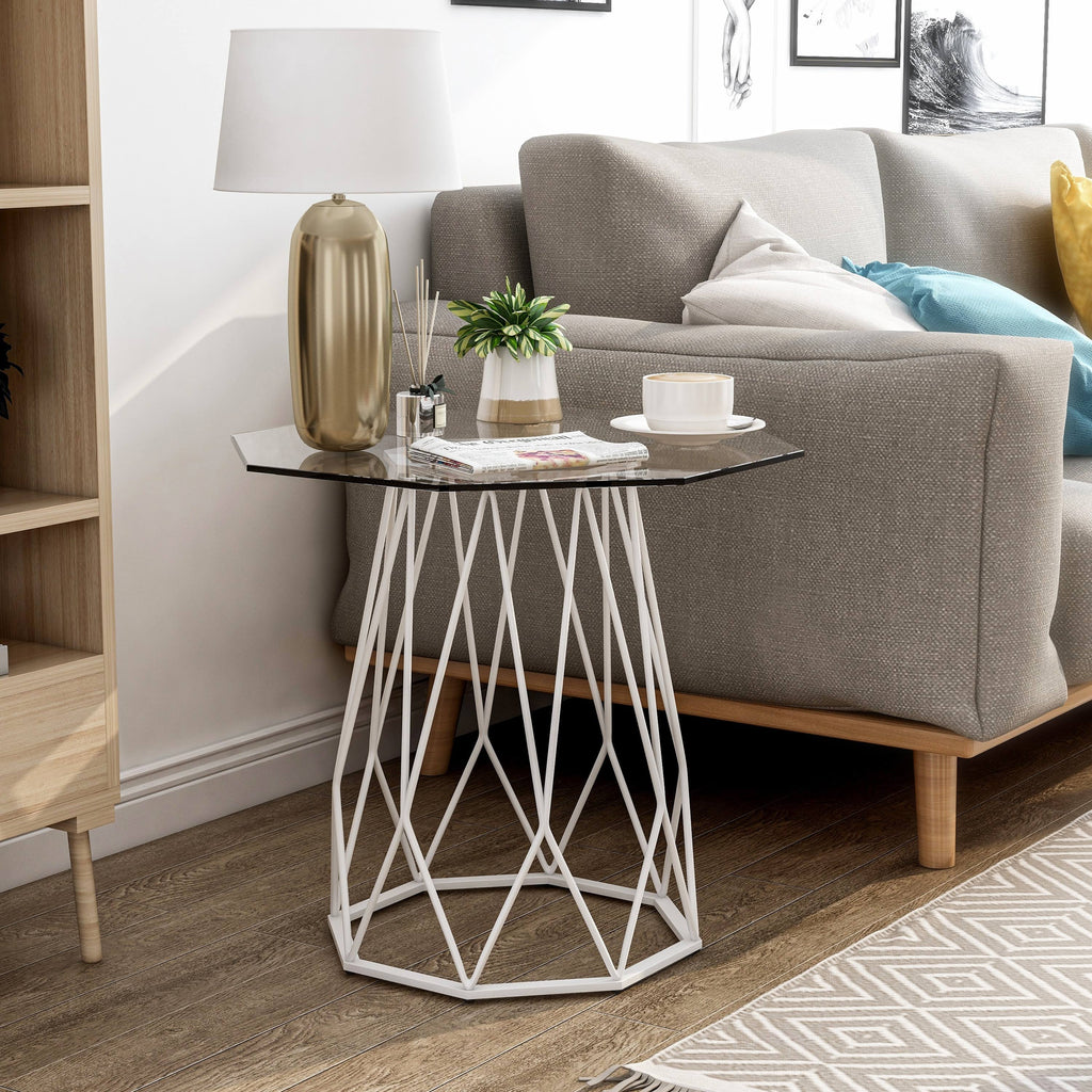 Black Glass Top End Table Y843