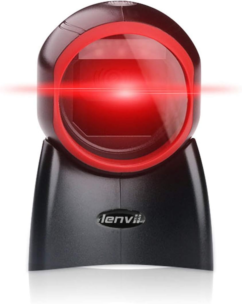 2D Barcode Scanner Desktop USB Wired Omni-Directional Hands-Free Automatic Barcode Reader Support 1D and QR-Code Pack of 2 K9826