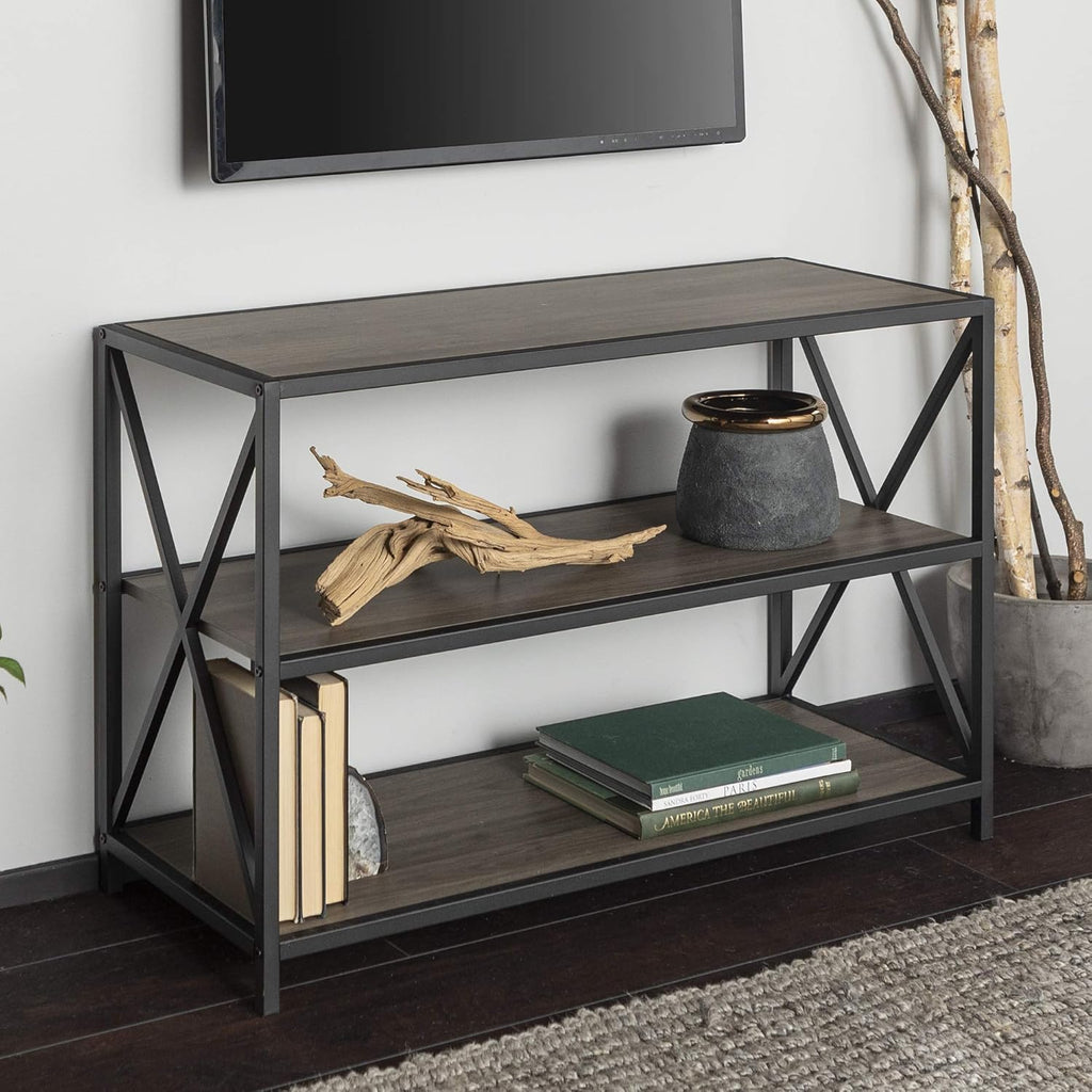 60 Inch Industrial Wood Metal Bookcase R582