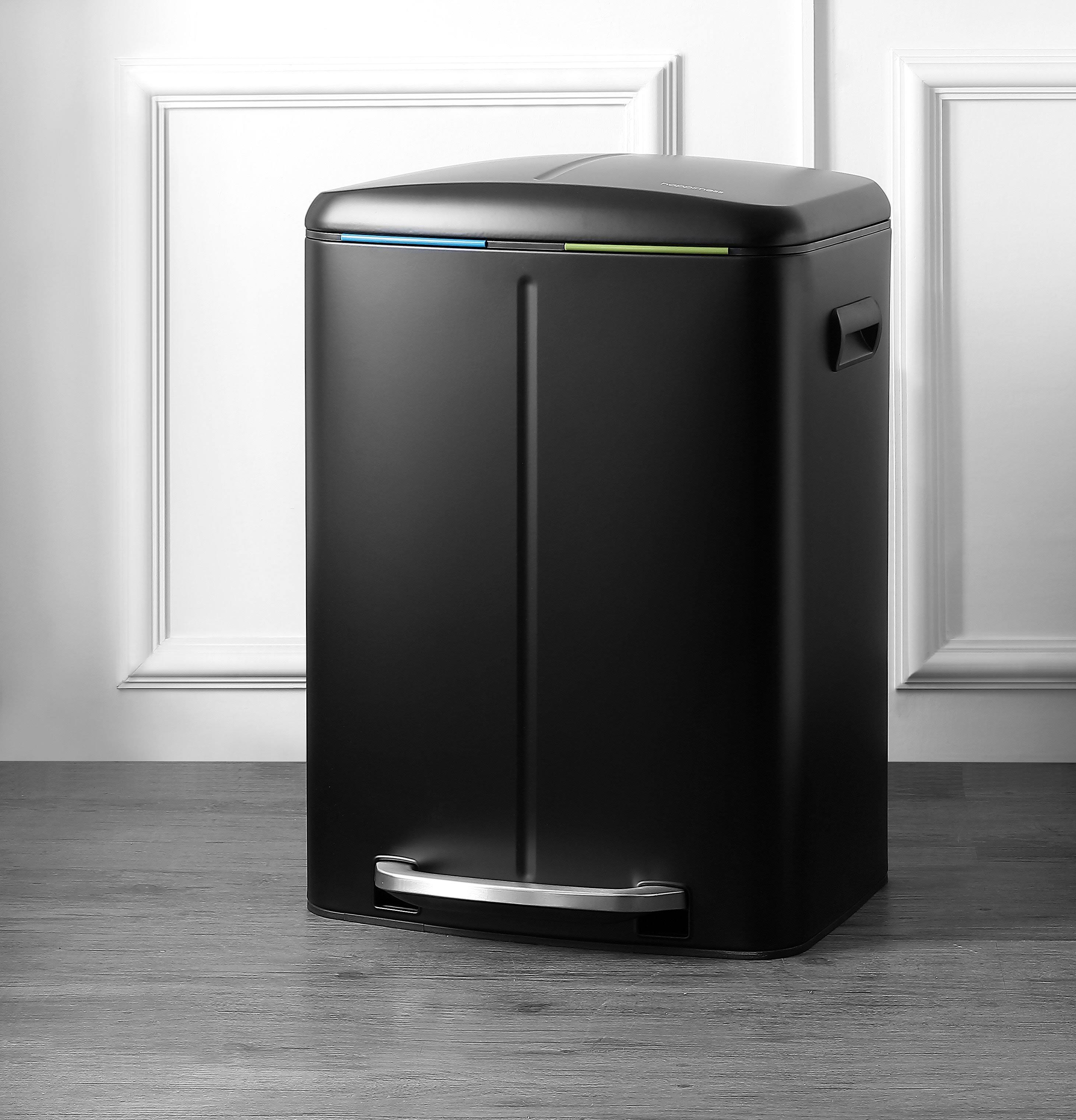 Black 10.5-Gallon Double Bucket Trash Can with Lid B3288