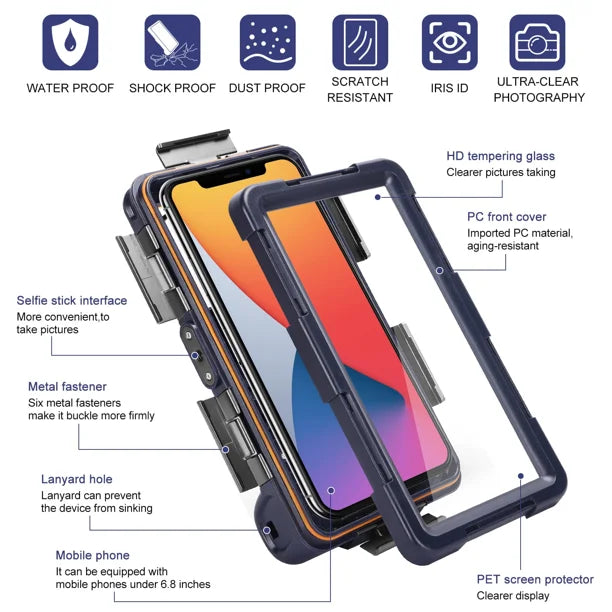 Waterproof Protective Case for Phones Up to 6.9 Inch with Lanyard K2067