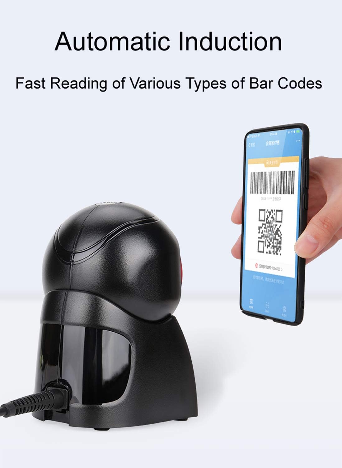2D Barcode Scanner Desktop USB Wired Omni-Directional Hands-Free Automatic Barcode Reader Support 1D and QR-Code Pack of 2 K9826