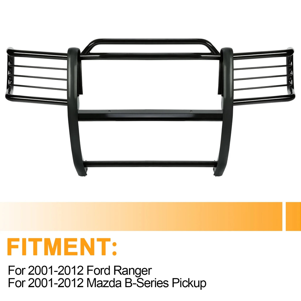 Front Grille Brush Guard for Pickup Truck Powder Coated Black Steel K7331