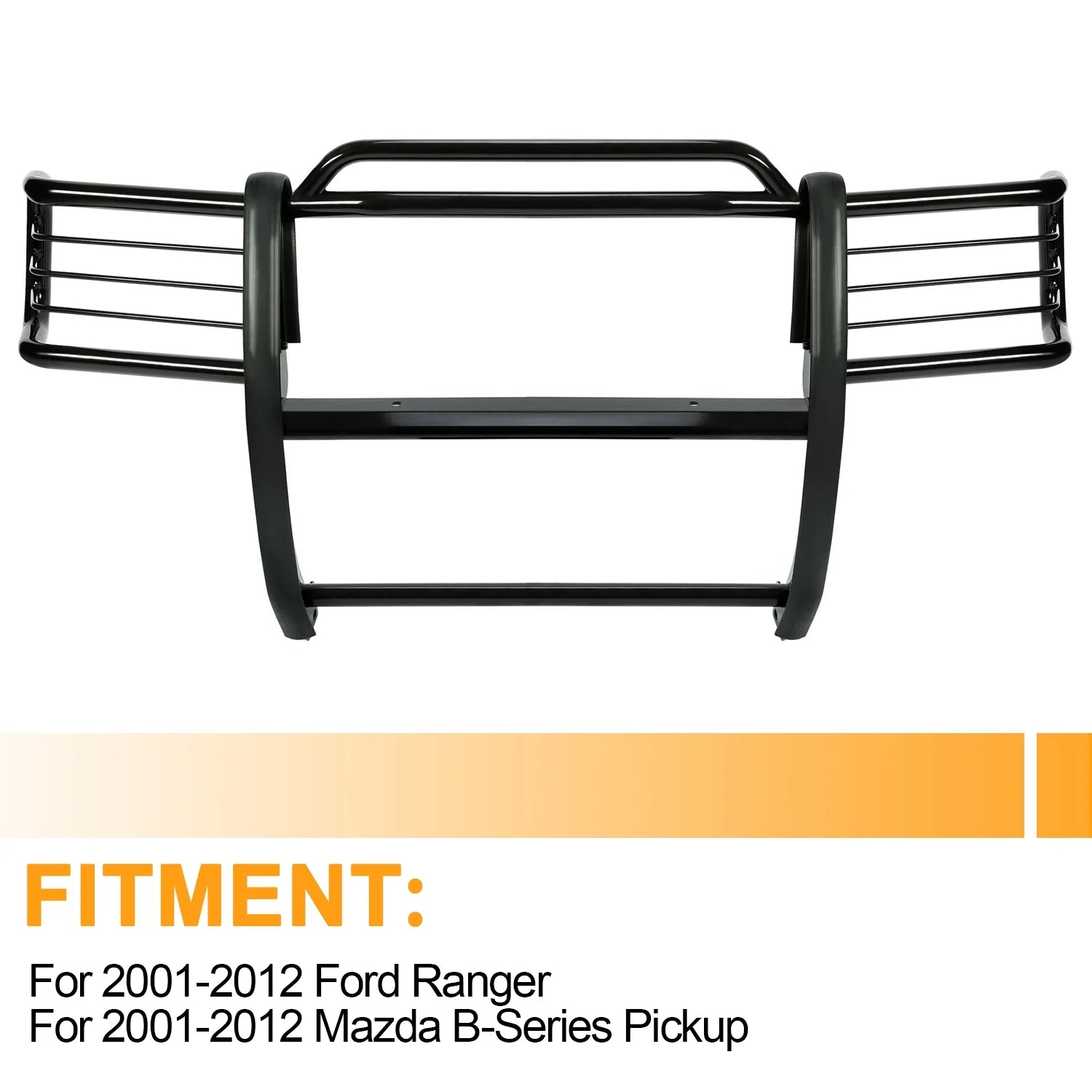 Front Grille Brush Guard for Pickup Truck Powder Coated Black Steel K7331
