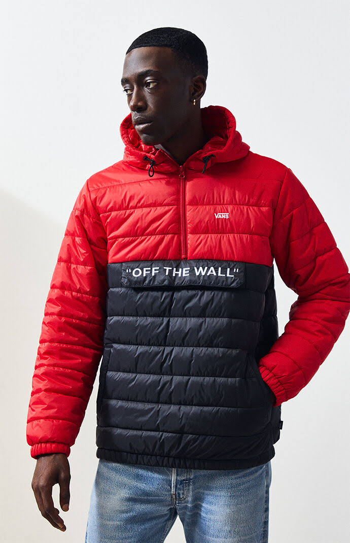 Racing Red Black Packable Puffer Jacket J343