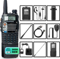 UV-5R Pro Dual Band Handheld Ham Radio 2-Way Radio with Extra 3800mAh Battery and Earpiece (2 Pack) C821979