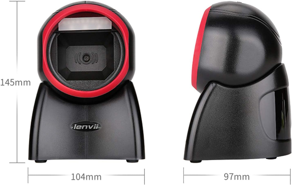 2D Barcode Scanner Desktop USB Wired Omni-Directional Hands-Free Automatic Barcode Reader Support 1D and QR-Code Pack of 2 K9826