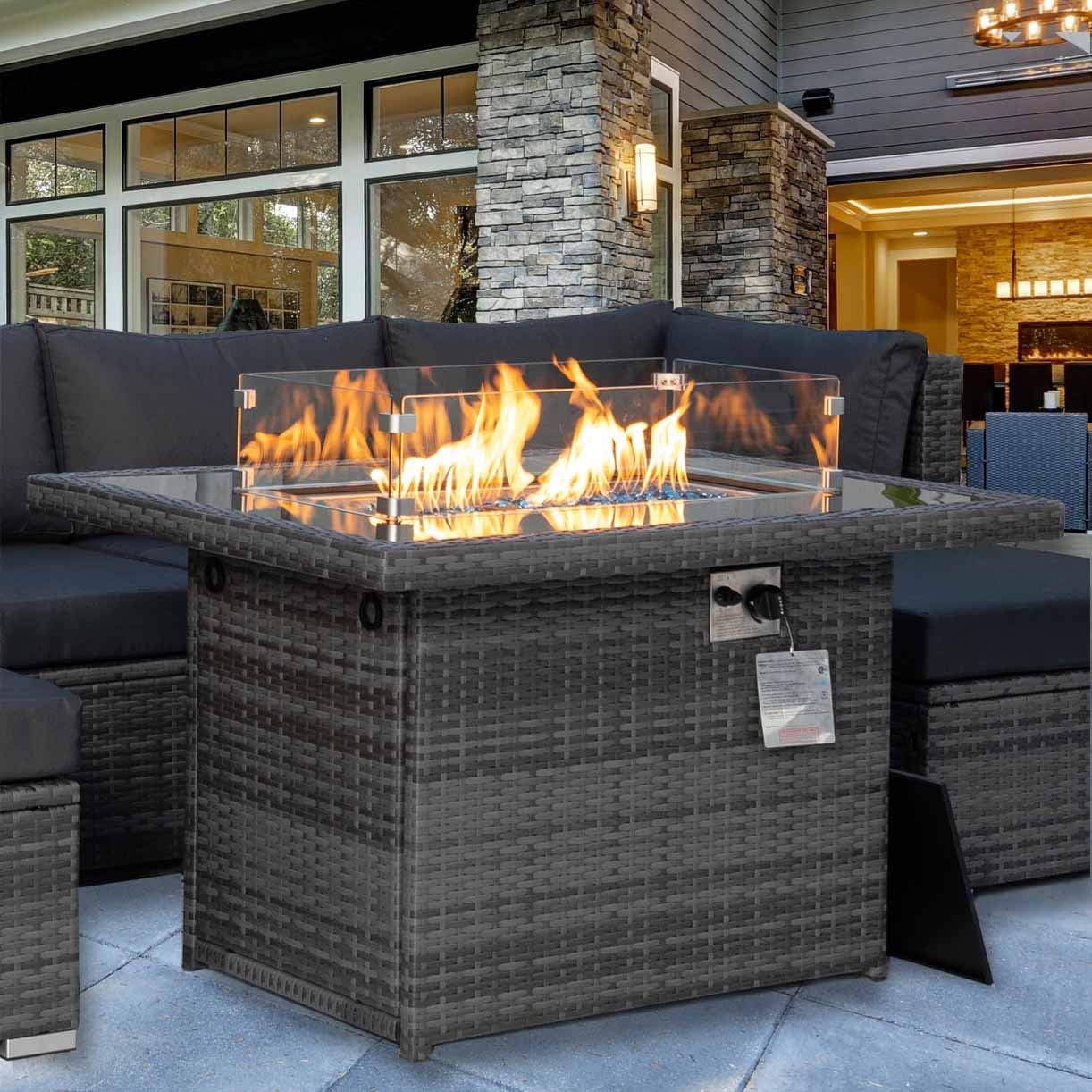 Rectangle Propane Fire Table 55,000 BTU with 8mm Tempered Glass Top X205