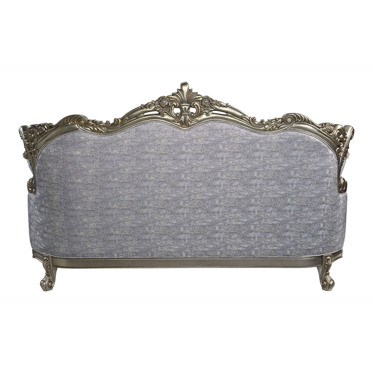 Tufted Fabric & Wood Sofa with 5 Pillows in Gray/Bronze X206