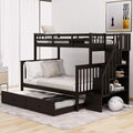 Solid Wood Twin-Over-Twin Stairway Bunk Bed Frame with Storage and Guard Rail Y806