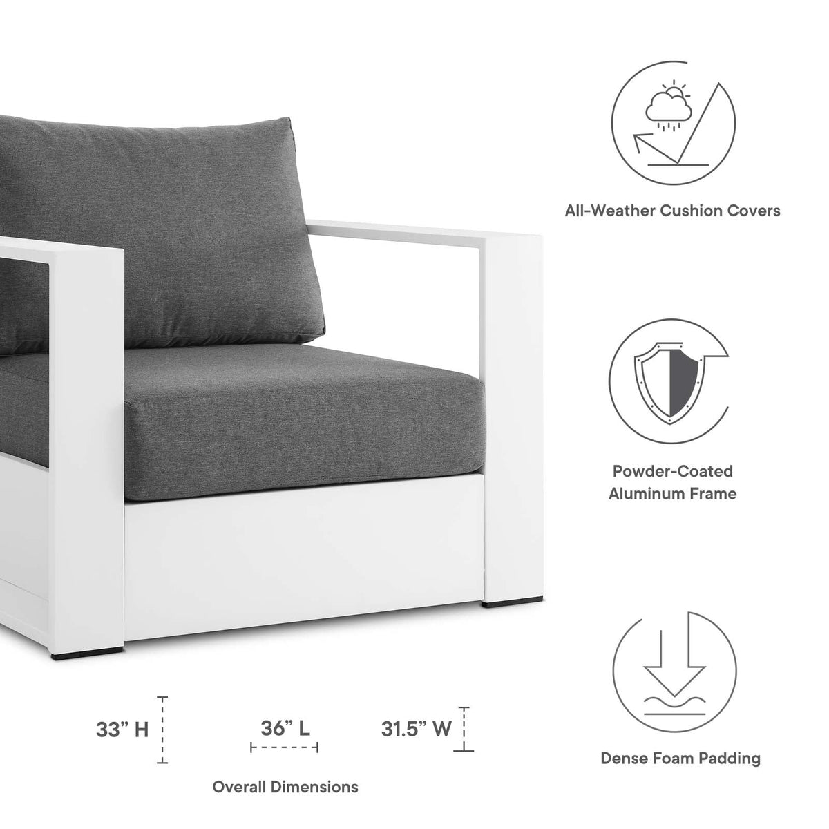 White Powder-Coated Aluminum Armchair E9552