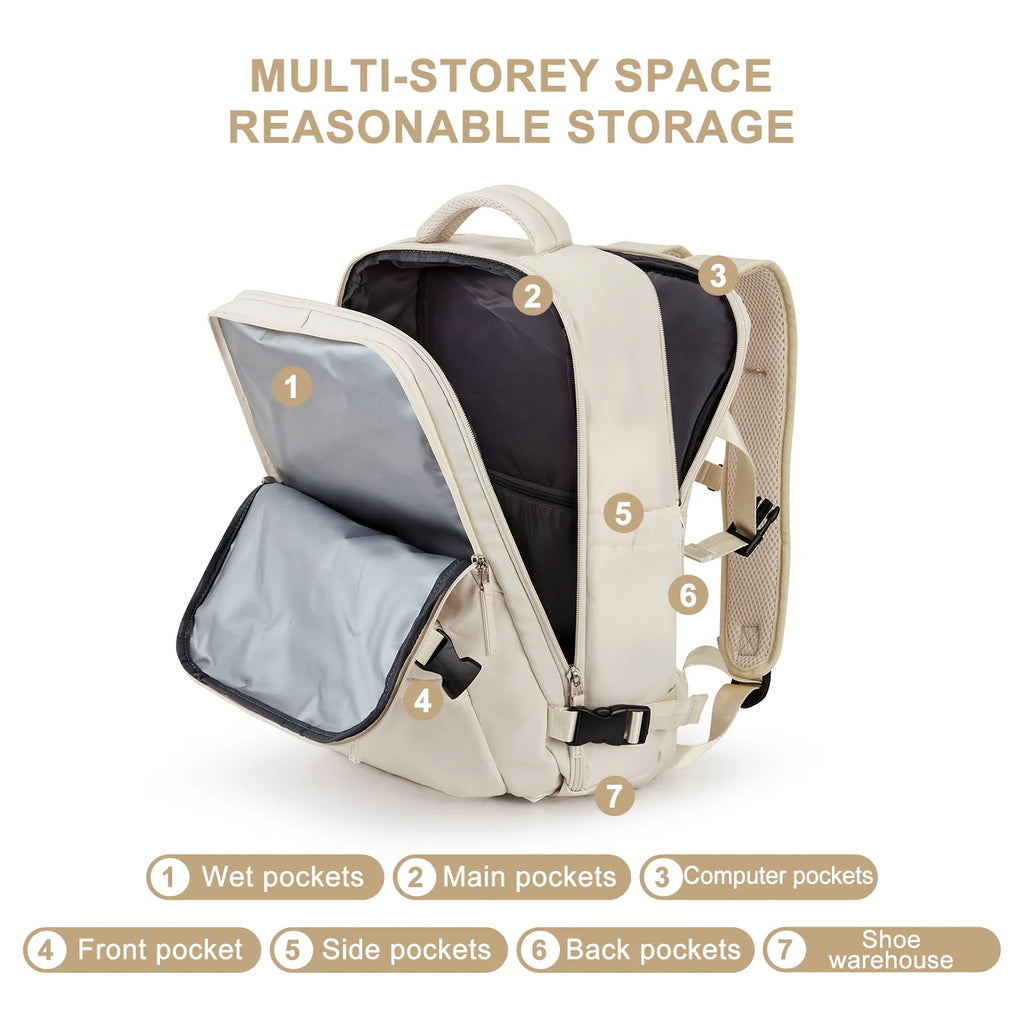 Waterproof Travel Backpack with USB Charging Port Shoes Compartment F317