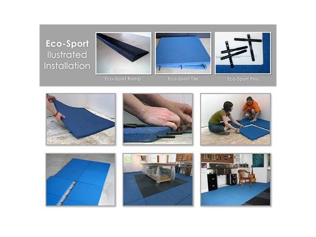Green 3 Pack Interlocking Rubber Flooring Tiles E883
