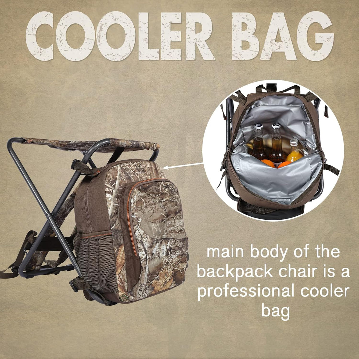 CAMO Foldable Fishing Chair with Cooler Bag J73965
