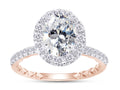 14K Rose Gold Over Sterling Silver Moissanite Solitaire Halo Engagement Ring R34380