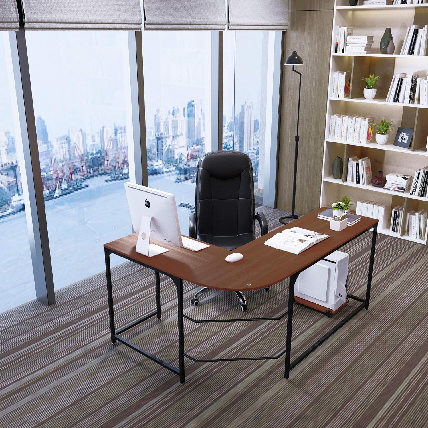 Reversible L-Shaped Desk Corner Computer Desk Wooden Table Q1086