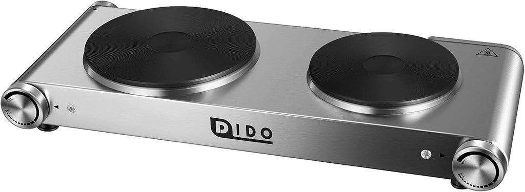 1800W Portable Electric Double Burner Hot Plate with Stainless Steel Cooktop U681565