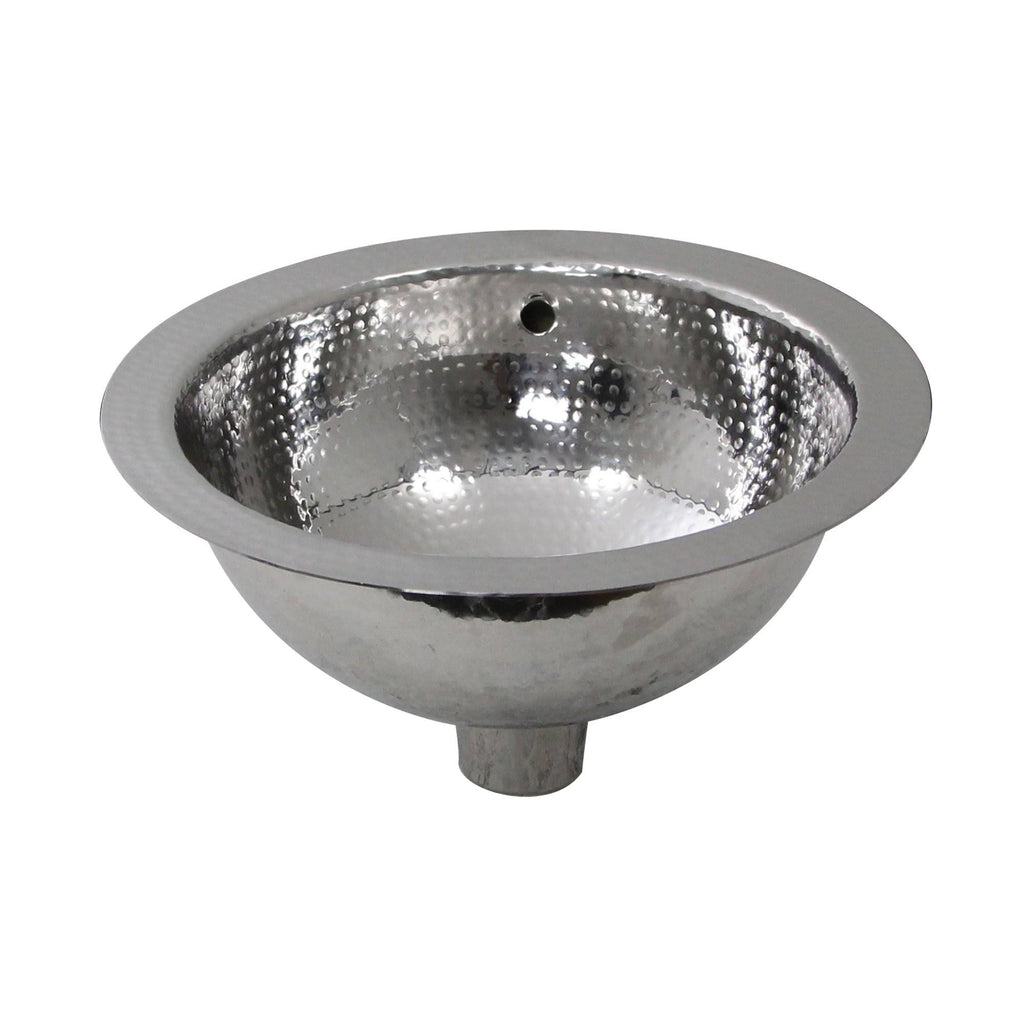 13 inch Hand Hammered Stainless Steel Round Undermount Bathroom Sink with Overflow W4970