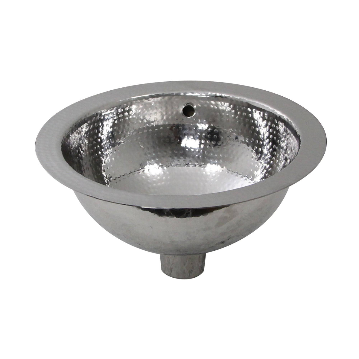 13 inch Hand Hammered Stainless Steel Round Undermount Bathroom Sink with Overflow W4970