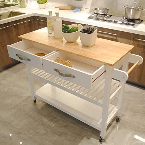 White Kitchen Island & Kitchen Cart Z794
