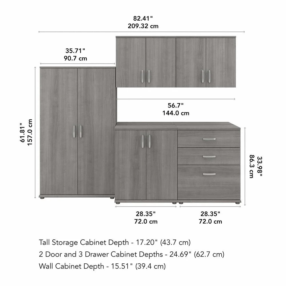 5 Piece Modular Garage Storage Set in Platinum Gray P9269