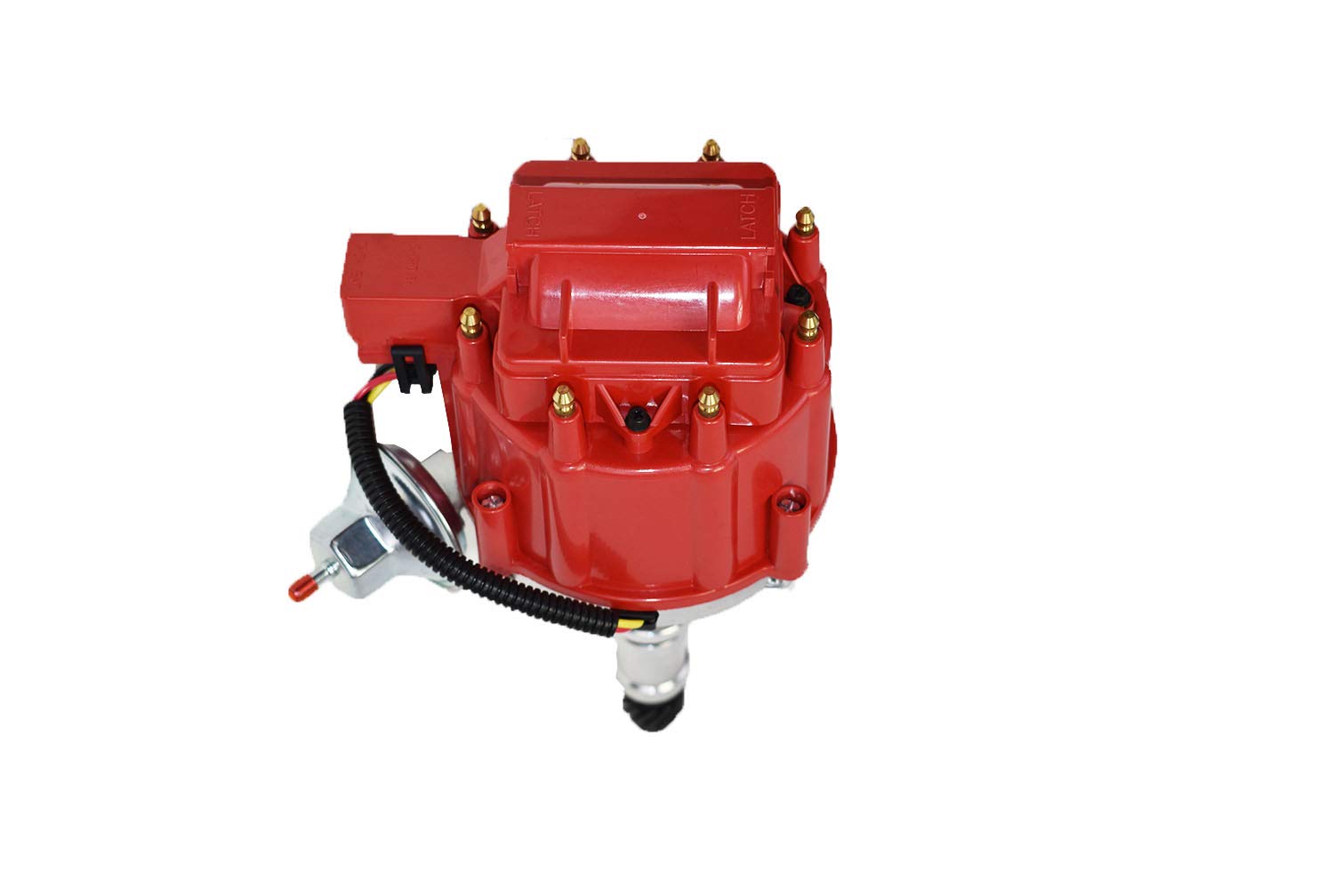HEI Distributor, 8.0mm Spark Plug Wires, and Battery-Pigtail Harness Kit with Red Cap R516