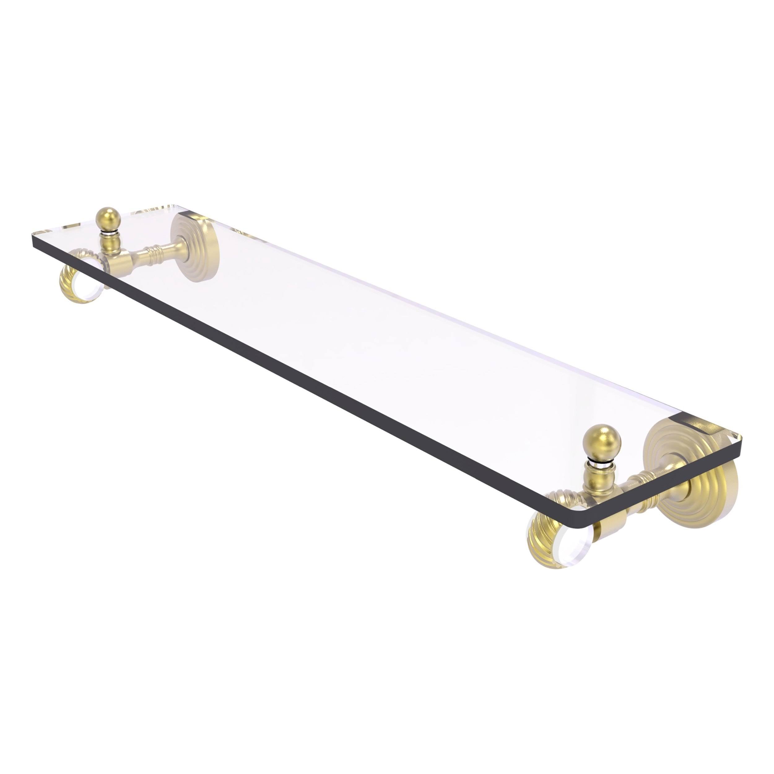 Satin Brass Glass Shelf with Twisted Accents N49091