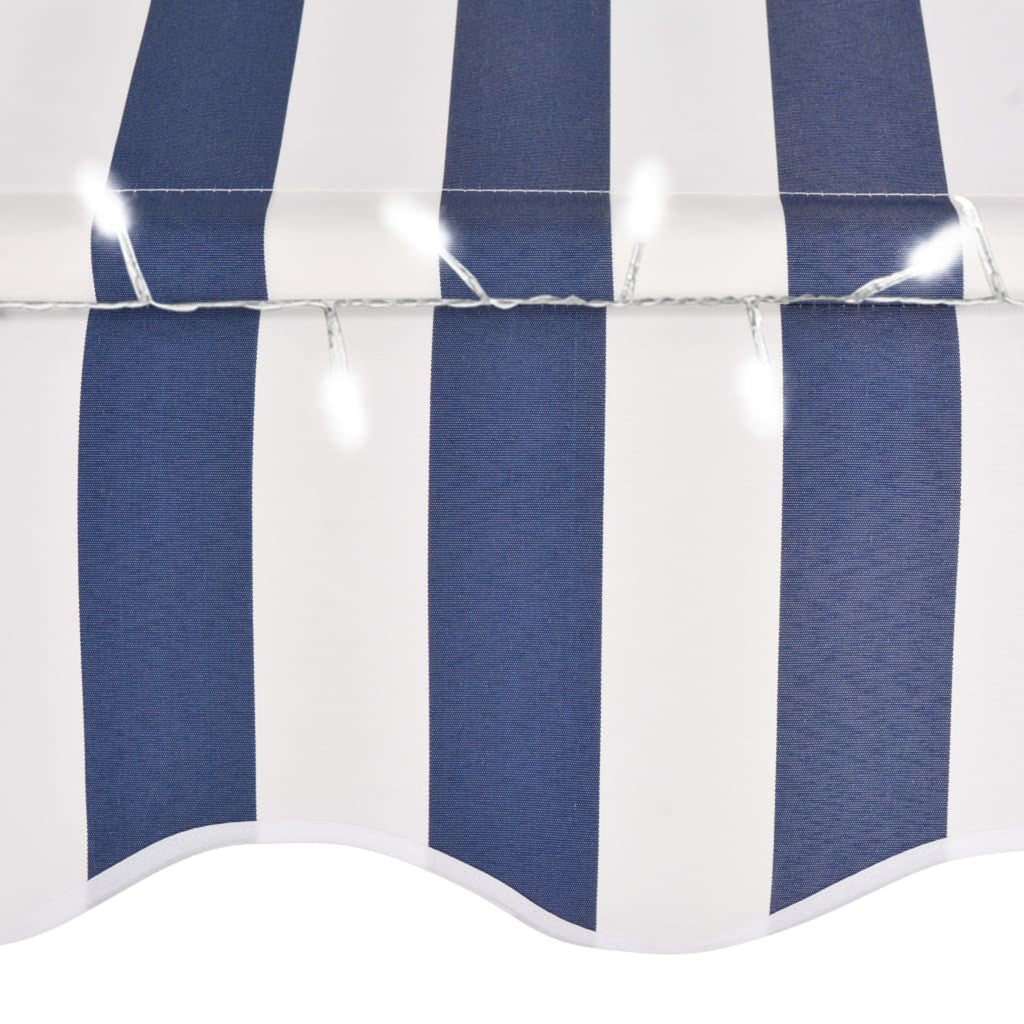 Retractable Awning with LED 157.5" Blue and White M240